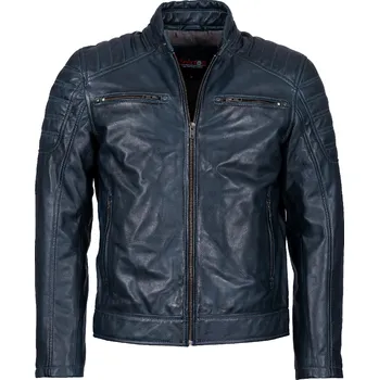 Pánská casual bunda Pánská Kožená Bunda Blue Classic D’Velisse Brixton Modrá Velikost: L