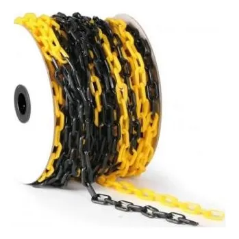 Řetěz Plastový žluto černý 50 m. Plastový řetěz slouží pro vymezení prostoru. Řetěz plastový se skládá z jednotlivých plastových ok.