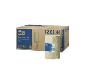 Utěrka Papírová utěrka Tork Basic, mini role se středovým odvíjením, 1 vrstva, žlutá, M1