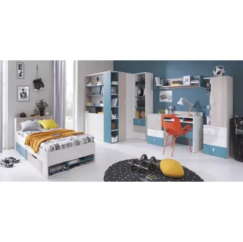 Dětské zboží Dětský nábytek Planet B - Bílá Lux + Dub + Modrá