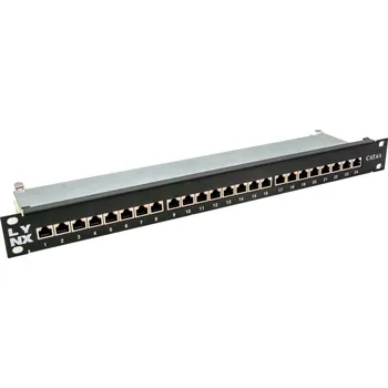 Patch panel LYNX Patch panel 19", 24 portů CAT6A stíněný - černý