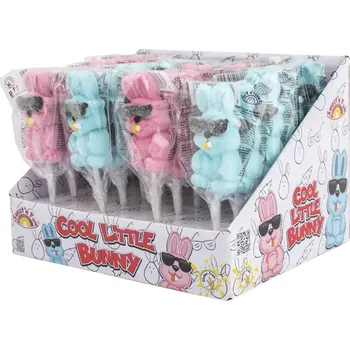 Bonbon Llízátko marshmallow Zajíček MINI COOL BUNNY 11 g - mix barev - 1 ks (Lízátko ve tvaru králíčka / zajíčka / marshmallow lízátko)