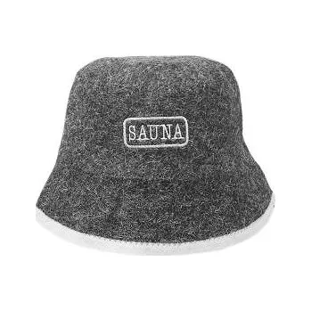 SOTRA Čepice do sauny s výšivkou SAUNA, šedá, vlna