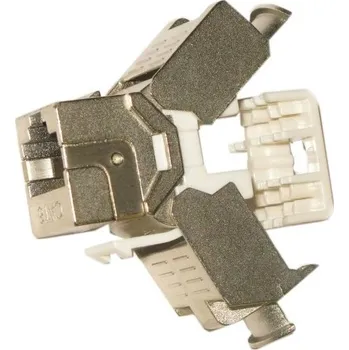 Síťový konektor XtendLan Keystone jack RJ45, CAT6, STP, stříbrný, 180st, zaklapnutí zezadu KESS6SNIPX