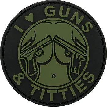 Nášivka Nášivka na suchý zip GUNS & TITTIES PVC 1