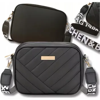 Kabelka Kožená kabelka DK140 černá (Malá prošívaná dámská kabelka, široký pásek, černá )