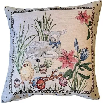 Dekorativní polštářek Velikonoční povlak na polštářek 45 x 45 cm Beránek
