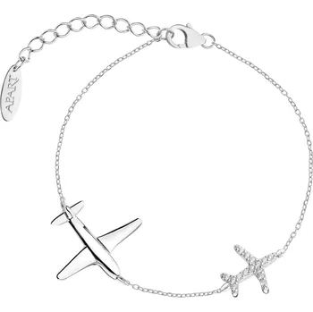 Náramek Stříbrný náramek se zirkony - letadla - AP540-5558