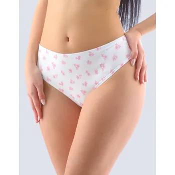 Kalhotky GINA dámské kalhotky klasické, širší bok, šité, s potiskem 10262P Barva: bílá šedorůžová, Velikost: 38/40
