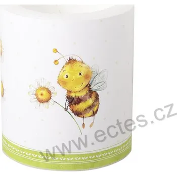 Svíčka IHR SUNNY BEE velká dekorativní svíčka roztomilé veselé včelky a kopretina
