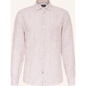 Pánská košile Olymp Pánská Lněná Košile Casual Regular Fit, bílá / béžová, 46