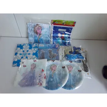 Talíř Narozeninová sada talířků a ubrousků Ledové Království Elsa, nádobí pro 20 osob