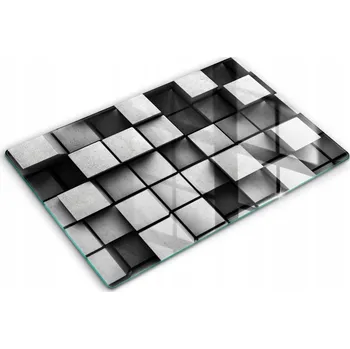 Obraz Dekorativní skleněná deska na indukci velká 80x52 cm Abstrakce čtverce 3D
