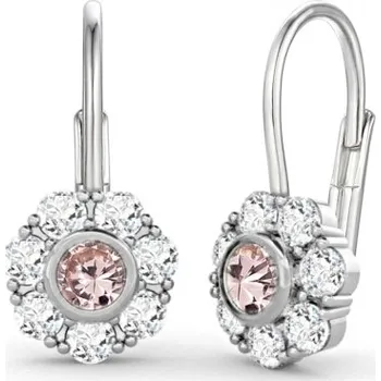 Náušnice Couple, Dívčí náušnice Pomněnka, bílé zlato s&nbsp;růžovými zirkony, 585-66-3-0231.1B00.0.00.108.07