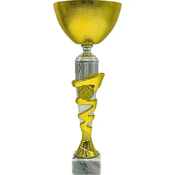 Sportovní pohár standart NJS0605A Výška poháru: 31 cm, Průměr kalichu: 12 cm, Barva: Zlatá