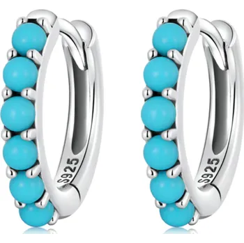 Náušnice For Silver NÁUŠNICE KRUHY S TYRKYSEM - STŘÍBRO 925