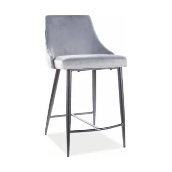 Barová židle SIGNAL Barová židle - PIANO B H-2 Velvet, čalouněná, tkanina Bluvel 14 (VYSTAVENO NA PRODEJNĚ) Čalounění: světle šedá (Bluvel 14)