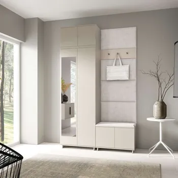 Předsíňová stěna Předsíňová stěna Bianco 4 - P/6 Barva čalounění: Krémová - Trinity 01