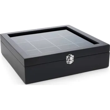 Dóza na potraviny Bredemeijer Krabička na čaj bamboo, 12 přehrádek s okénkem černá