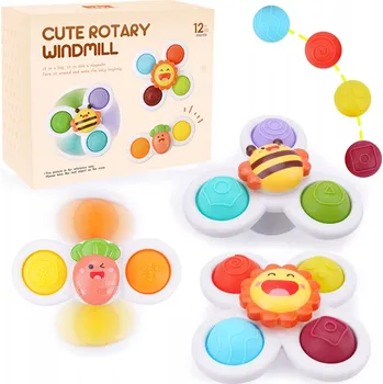 Hračka pro nejmenší HRAČKA DO VANY PRO DĚTI FIDGET SPINNER S PŘÍSAVKOU 3 KS