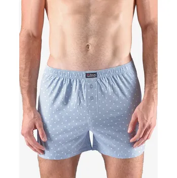 Pánské oblečení GINA pánské trenky volné, šité, s potiskem 75184P Barva: pomnenková bílá, Velikost: 46/48