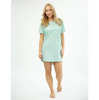 Dámské pyžamo GINA dámské maxitriko dámské krátký rukáv, šité, s potiskem Pyžama 2022 19138P Barva: aqua akvamarín, Velikost: M