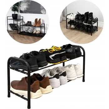 Botník Botník na nožičkách, s policemi Szchara 65 x 30 x 26 cm černá