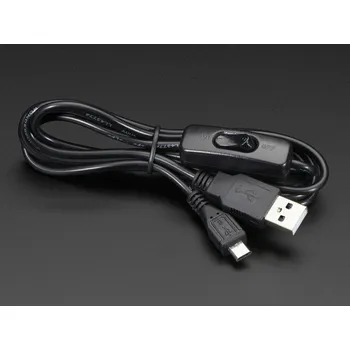 USB - microUSB kabel s vypínačem, 1,5m, černá