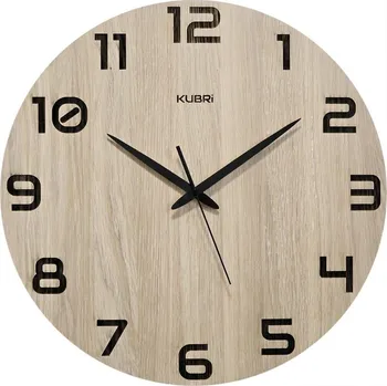 Hodiny KUBRi HRC0095 - Velké dubové hodiny řízené signálem s tichým chodem