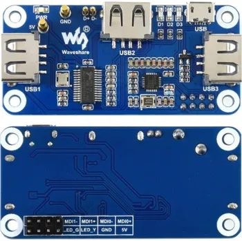 USB hub Waveshare PoE Ethernet/USB HUB HAT pro Raspberry Pi Zero, 1x RJ45, 3x USB
