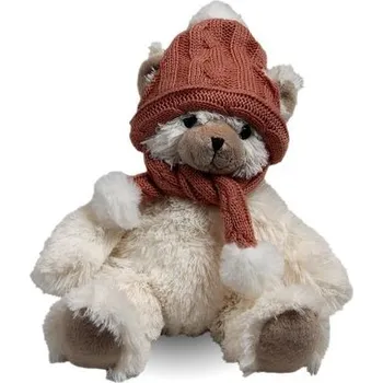 plyšák Plyšový medvěd Loeke s pletenou čepicí malý