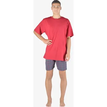 Pánské pyžamo GINA pánské pyžamo krátké pánské, šité, s potiskem Pyžama 2023 79158P Barva: martini tm. šedá, Velikost: XXL