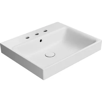 Umyvadlo GSI NUBES keramické umyvadlo 60x50cm, broušená spodní hrana, 3 otvory, bílá mat