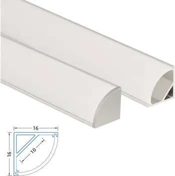 LED páska MCLED Rohový hliníkový profil RS, 16x16 mm, včetně mléčného difuzoru, 300cm