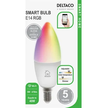 Lampička Deltaco Smart Home LED lampa E14 Wi-Fi 5 W RGB SH-LE14RGB