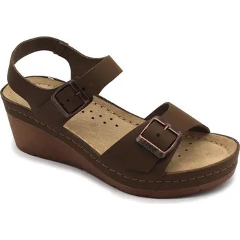 Dámská obuv Dámské kožené sandály LEON 1130 - Hnědá Velikost: 37