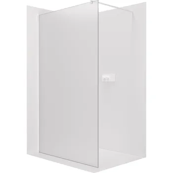 CERANO - Sprchová zástěna Walk-in Onyx Round L/P - 8 mm - kulatá vzpěra - bílá matná, mléčné sklo - 140x200 cm