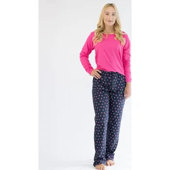 Dámské pyžamo GINA dámské pyžamo dlouhé dámské, šité, s potiskem Pyžama 2022 19137P Barva: purpurová lékořice, Velikost: XL