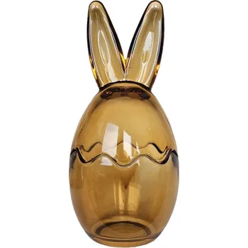 Dóza na potraviny Světle hnědá skleněná dóza vajíčko s oušky Rabbi - Ø 8*17 cm