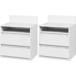 HOMCOM Sada 2 ks nočních stolků se šuplíky, bílé 39 x 32 x 50 cm 831-894V90WT