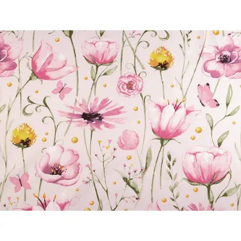 Bavlněná látka / plátno květy Varianta: (1744) růžová nejsv., Balení: 1 m