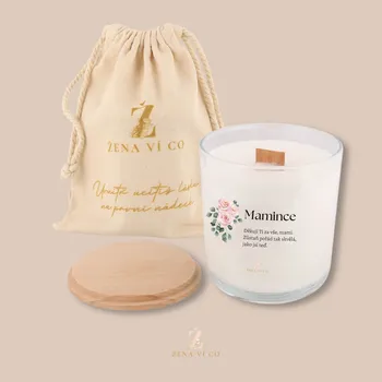 Svíčka Vonná svíčka MAMINCE Vůně svíčky: Pánská dřevitá vůně, Potisk na obalu: Žena ví co