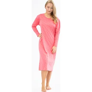GINA dámské košilka noční dámská dlouhý rukáv, šité, s potiskem Pyžama 2022 19131P Barva: tomato měděná, Velikost: XL