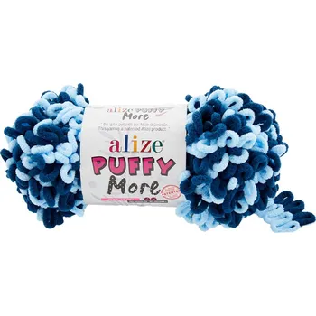 Příze Alize příze Puffy More 6573 modrá a tmavě modrá