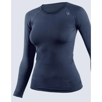 GINA dámské tričko s dlouhým rukávem dámské, dlouhý rukáv, bezešvé, jednobarevné CoolMax 88001P Barva: lékořice, Velikost: S/M