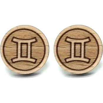 Náušnice Pehucraft Dřevěné náušnice znamení zvěrokruhu - Blíženci ph0368