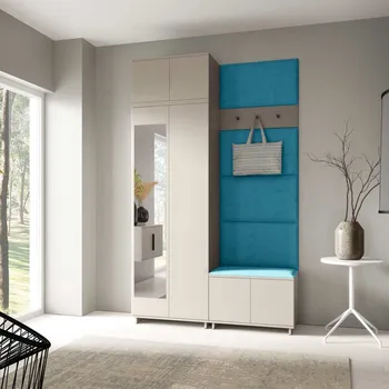 Předsíňová stěna Předsíňová stěna Bianco 4 - P/6 Barva čalounění: Modrá - Trinity 13