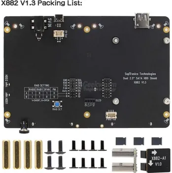 X882 Duální 2,5 SATA HDD deska V2.0 pro PI4