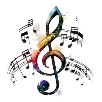 Nažehlovací obrázek - houslový klíč a noty (7,65 x 8,0 cm)