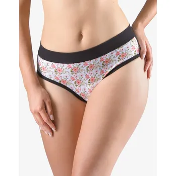 Dámské oblečení GINA dámské kalhotky klasické, širší bok, šité, s potiskem Disco XVIII 10277P Barva: černá maracuja, Velikost: 46/48